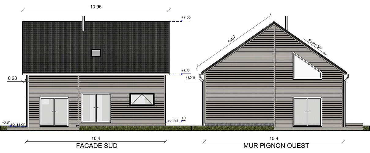 Croquis et perspective 3D de maison bois — photo 3