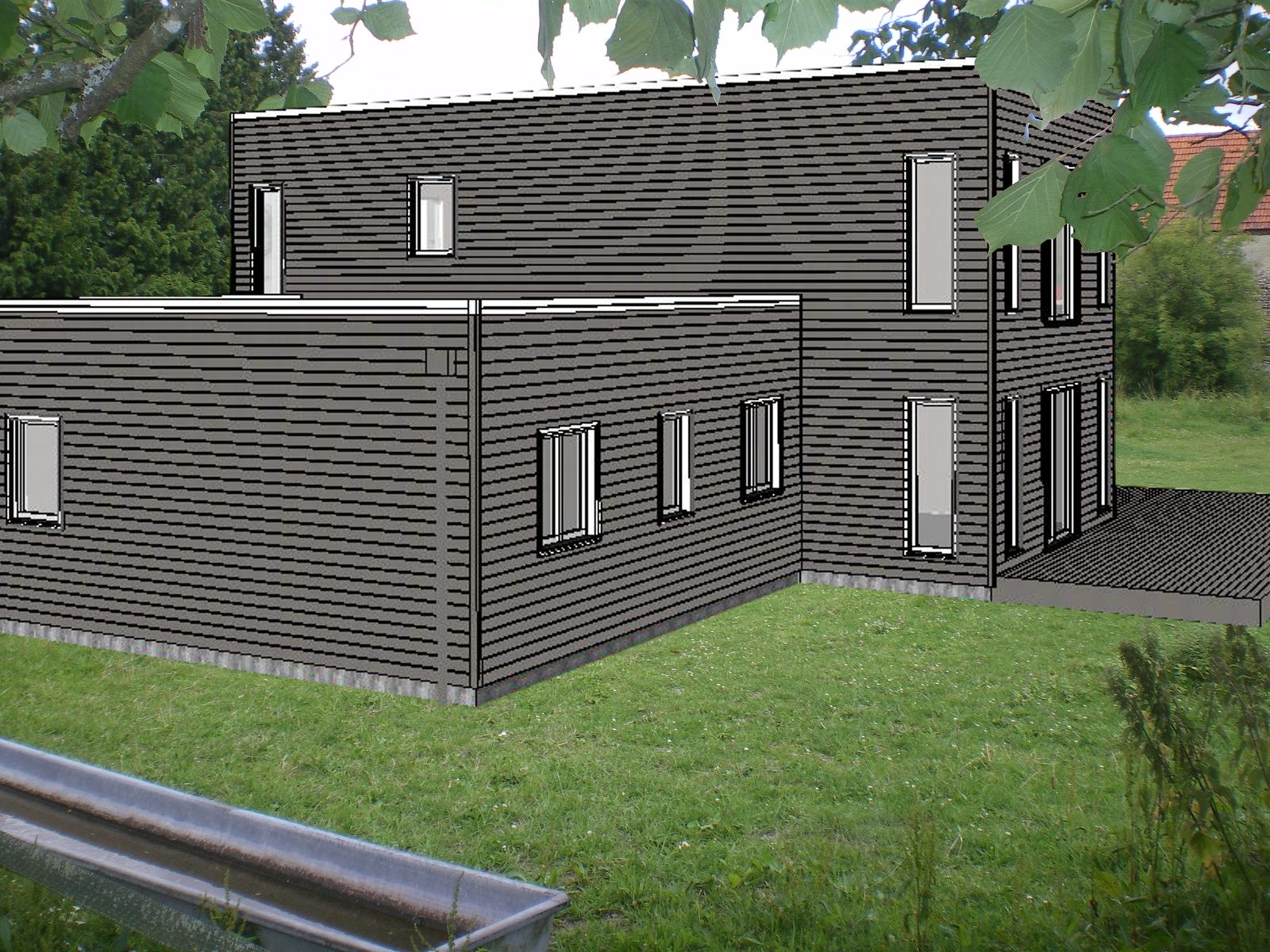 Croquis et perspective 3D de maison bois — photo 9
